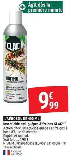 Gamm vert Insecticide anti-guêpes & frelons clac offre