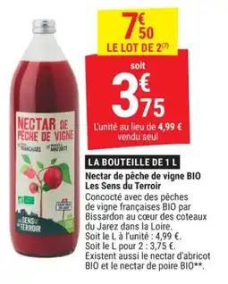 Gamm vert Nectar de pêche de vigne bio les sens du terroir offre