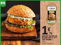 E.Leclerc BIO FOURNIL Burgers nature au sesame bio x 2 offre