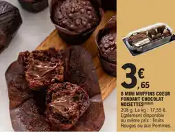 E.Leclerc 8 mini muffins coeur fondant chocolat noisettes offre