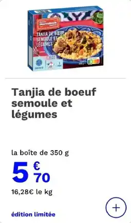 Picard Tanjia de boeuf semoule et légumes offre