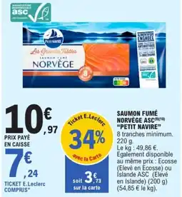 E.Leclerc PETIT NAVIRE Saumon fumé norvège asc offre