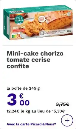 Picard Mini-cake chorizo tomate cerise confite offre