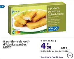 Picard 8 portions de colin d'alaska panées msc offre