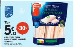 E.Leclerc FINDUS 6 filets de colin d'alaska msc surgelés offre