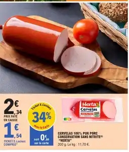 E.Leclerc HERTA Cervelas 100% pur porc conservation sans nitrite offre