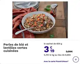 Picard Perles de blé et lentilles vertes cuisinées offre