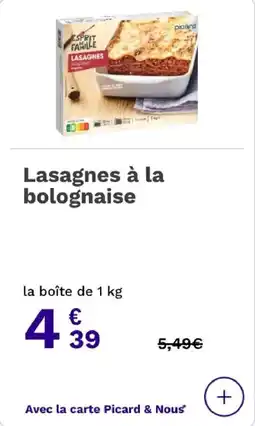 Picard Lasagnes à la bolognaise offre