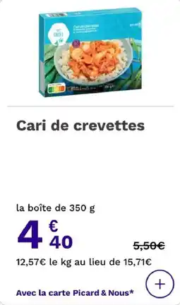 Picard Cari de crevettes offre