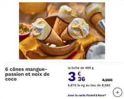 Picard 6 cônes mangue- passion et noix de coco offre
