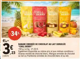 E.Leclerc CHILL BERRY Banane enrobée de chocolat au lait surgelée offre