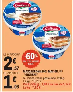 E.Leclerc MASCARPONE Mascarpone 39% mat.gr offre