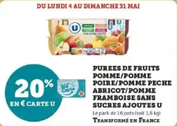 Super U Purees de fruits pomme pomme poire pomme peche abricot pomme framboise sans sucres ajoutes u offre