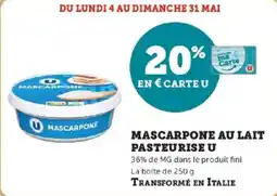 Super U Mascarpone au lait pasteurise u offre
