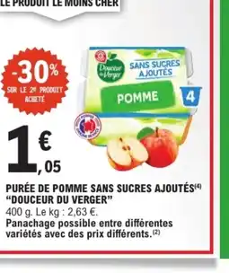 E.Leclerc DOUCEUR DU VERGE Purée de pomme sans sucres ajoutés offre