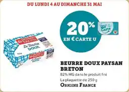 Super U Beurre doux paysan breton offre
