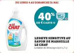 Super U Lessive sensitive au savon de marseille le chat offre