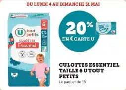Super U Culottes essentiel taille 6 utout petits offre