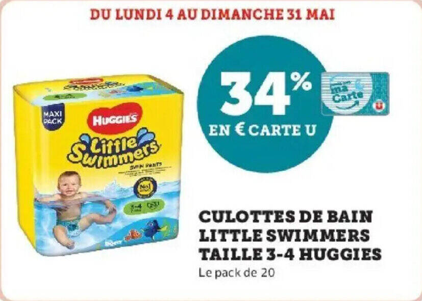 Huggies Little Swimmers Lot de 3 paquets de 12 couches de bain, taille 2, taille 3, 3 à 8 kg, 36 culottes