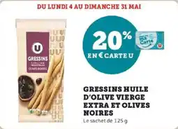 Super U Gressins huile d'olive vierge extra et olives noires offre