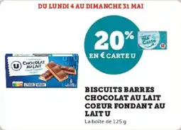 Super U Biscuits barres chocolat au lait coeur fondant au lait u offre