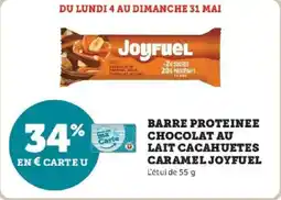 Super U Barre proteinee chocolat au lait cacahuetes caramel joyfuel offre