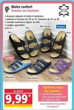 Norma Mules confort femme ou homme offre