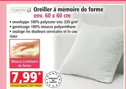 Norma Today oreiller à mémoire de forme env. 60 x 60 cm offre