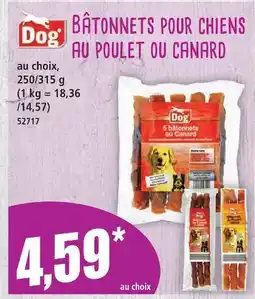 Norma Dog bâtonnets pour chiens au poulet ou canard offre
