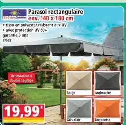 Norma Solax-sunshine parasol rectangulaire beige env. 140 x 180 cm offre