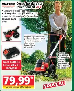 Norma Walter coupe bordure sur roues sans fil 20v offre