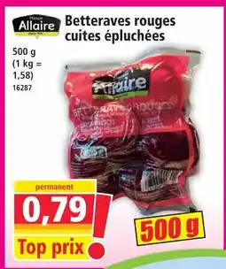 Norma Maison allaire betteraves rouges cuites épluchées offre