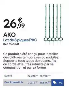 Decathlon Tous - ako lot de 5 piques pvc offre