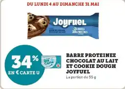 Super U Barre proteinee chocolat au lait et cookie dough joyfuel offre