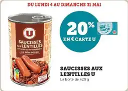 Super U Saucisses aux lentilles u offre