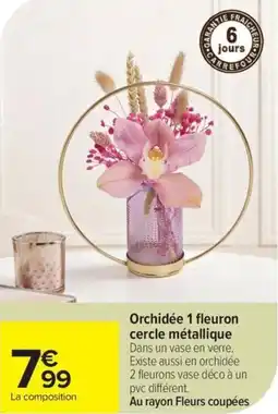 Carrefour Orchidée 1 fleuron cercle métallique offre