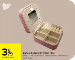 Carrefour Boite à bijoux en velours rose offre