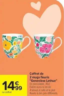 Carrefour Coffret de 2 mugs fleuris geneviève lethue offre