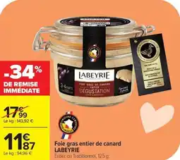 Carrefour Foie gras entier de canard labeyrie offre