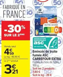 Carrefour Emincés de truite fumée asc carrefour extra offre