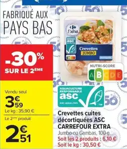 Carrefour Crevettes cuites décortiquées asc carrefour extra offre