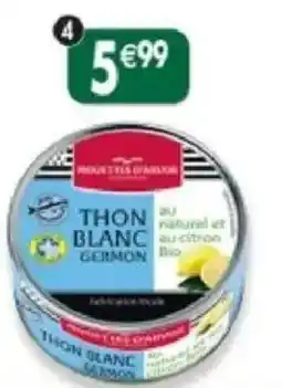 Maximo Thon blanc germon au naturel et au citron bio offre