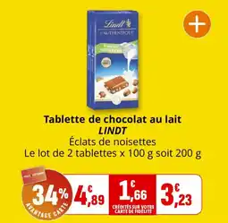 Coccinelle Express LINDT Tablette de chocolat au lait offre