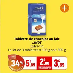 Coccinelle Express Tablette de chocolat au lait lindt offre