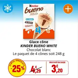 Coccinelle Express KINDER BUENO WHITE Glace cône Chocolat blanc offre