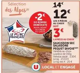 Hyper U Saucisson Sec 'Salaisons Peguet Savoie' offre