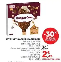 Hyper U Bâtonnets glacés HAAGEN-DAZS offre