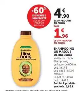 Hyper U Shampooing ou Masque Ultra Doux offre