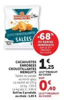Hyper U CACAHUETES ENROBEES CROUSTILLANTES MENGUY'S offre