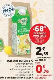 Hyper U BOISSON JARDIN BIO offre